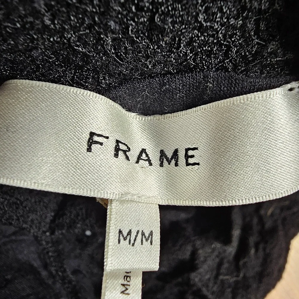 FRAME Maxi Dress Medium Black Textured Crinkle Sleeveless Designer Minimalist - Picture 3 of 6